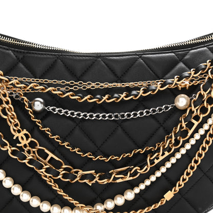 Chanel Lambskin Quilted All About Chains Hobo Black 14 of 21