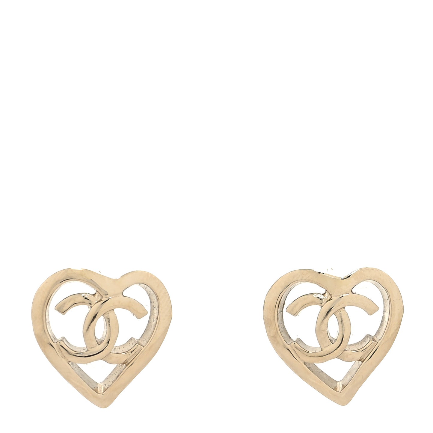 Metal CC Heart Coco In Love Earrings Gold