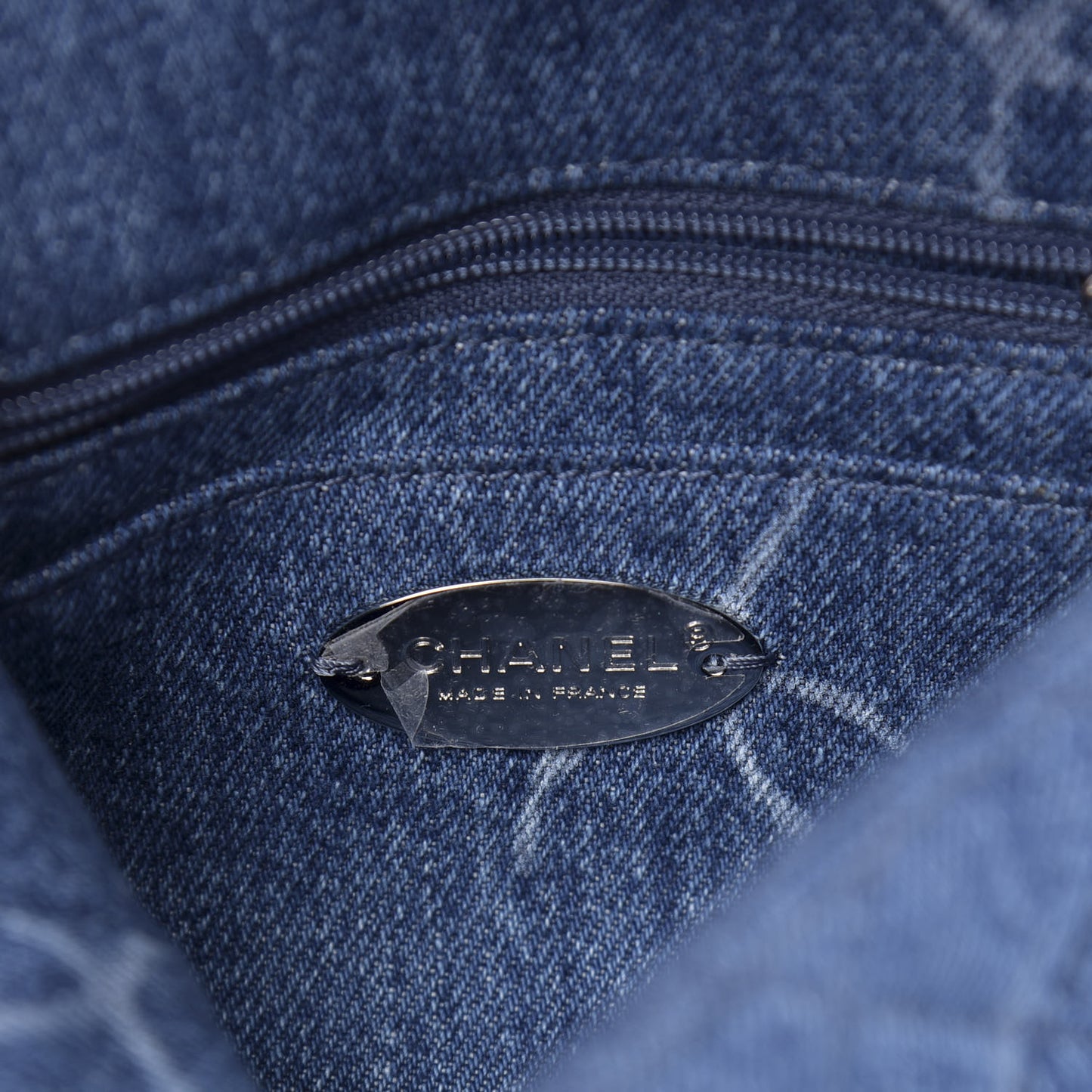 Denim CC Quilted Mini Square Flap Blue