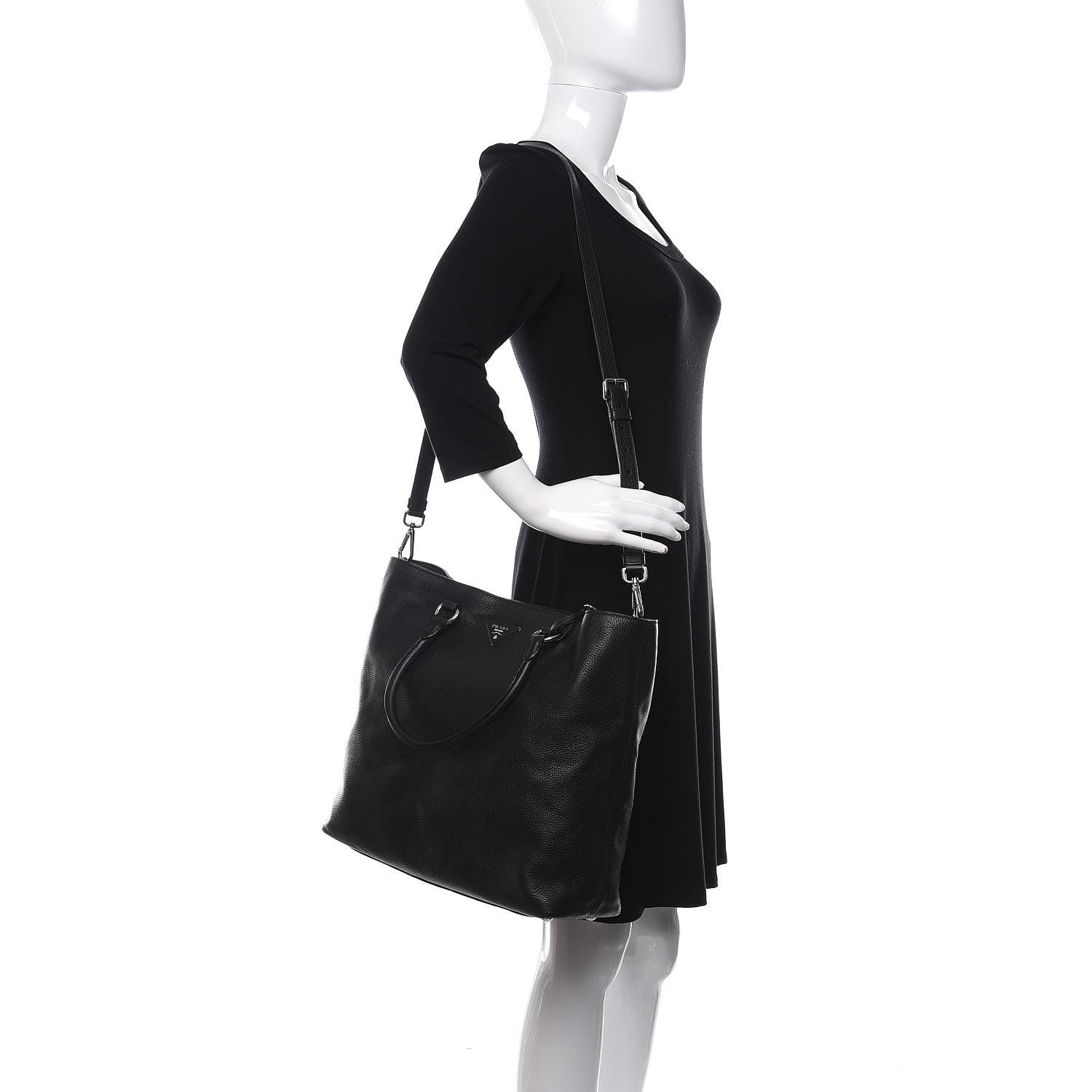 Prada Vitello Daino Shopping Tote Black 2 of 14
