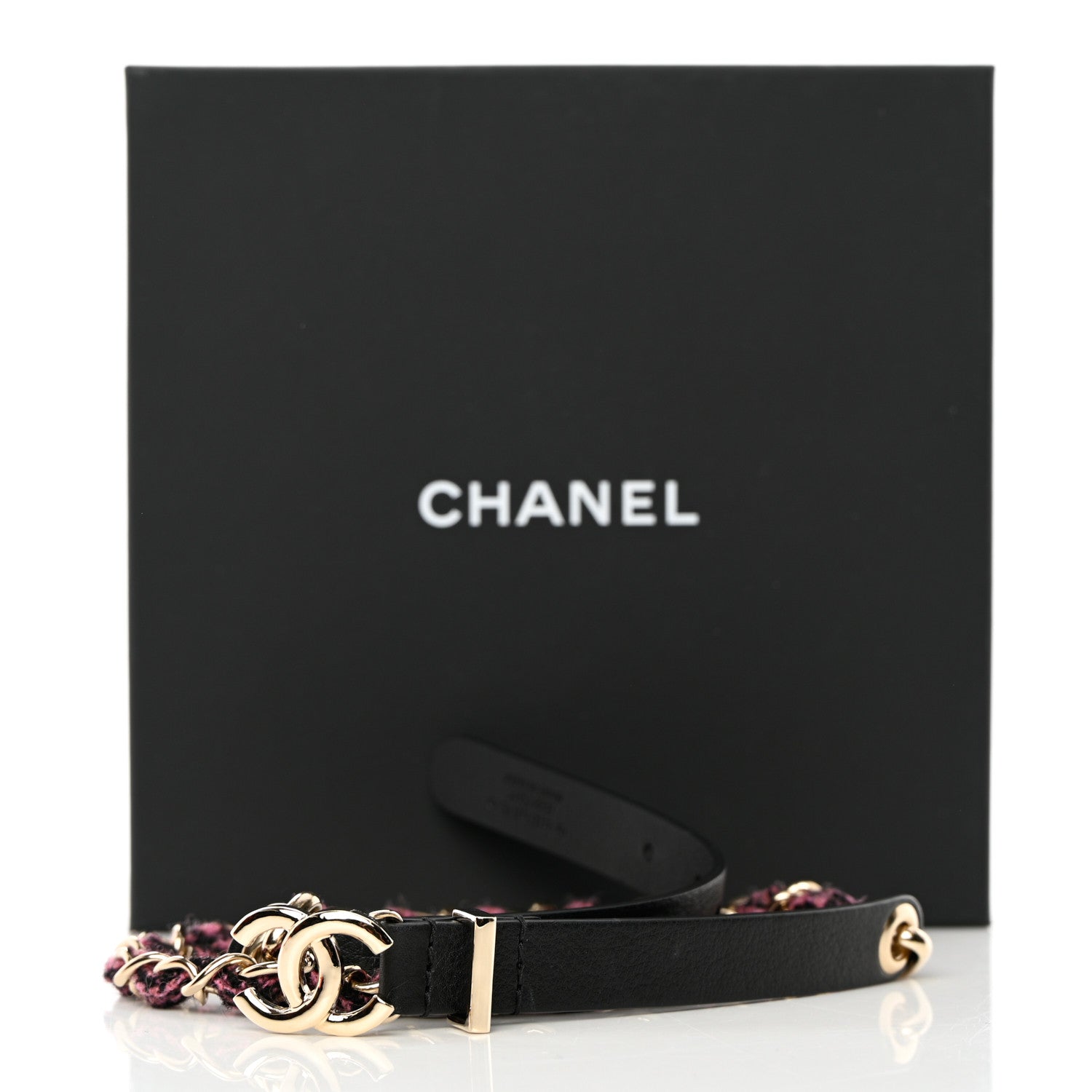Chanel Calfskin Tweed CC Chain Belt 75 30 Black Pink 9 of 10