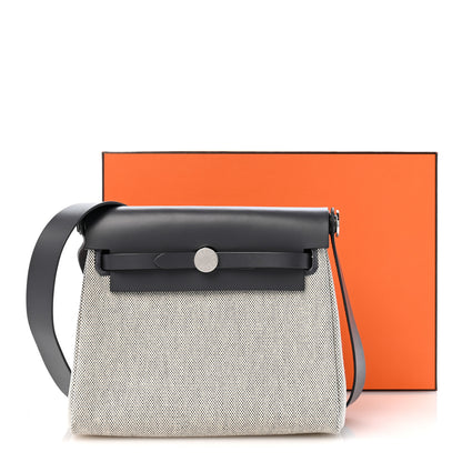 Hermes Military Toile Vache Hunter Herbag Zip Retourne 20 Ecru Ardoise 14 of 14