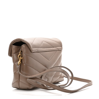 Saint Laurent Calfskin Y Quilted Monogram Toy Loulou Crossbody Bag Taupe 3 of 10