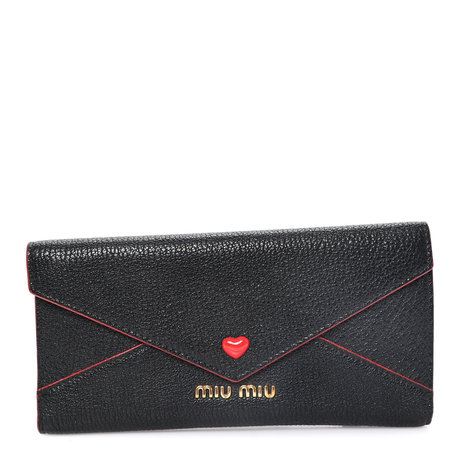 Miu Miu Goatskin Madras Love Envelope Wallet Black 1 of 6