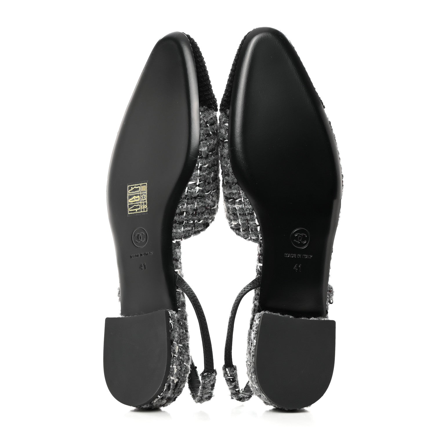 Chanel Tweed Corduroy Cap Toe Slingback Flats 41 Grey Black 5 of 8