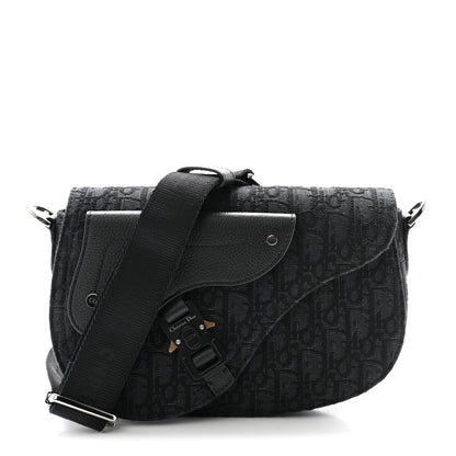 Christian Dior Oblique Saddle Messenger Pouch Blue Black 1 of 10