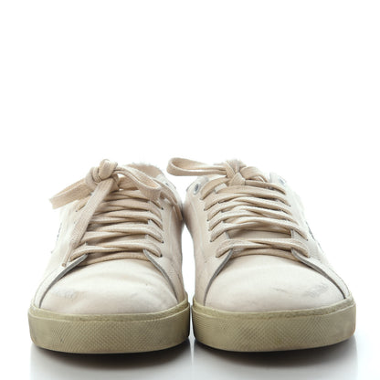Saint Laurent Distressed Canvas Court Classic Sneakers 41 Panna 2 of 5