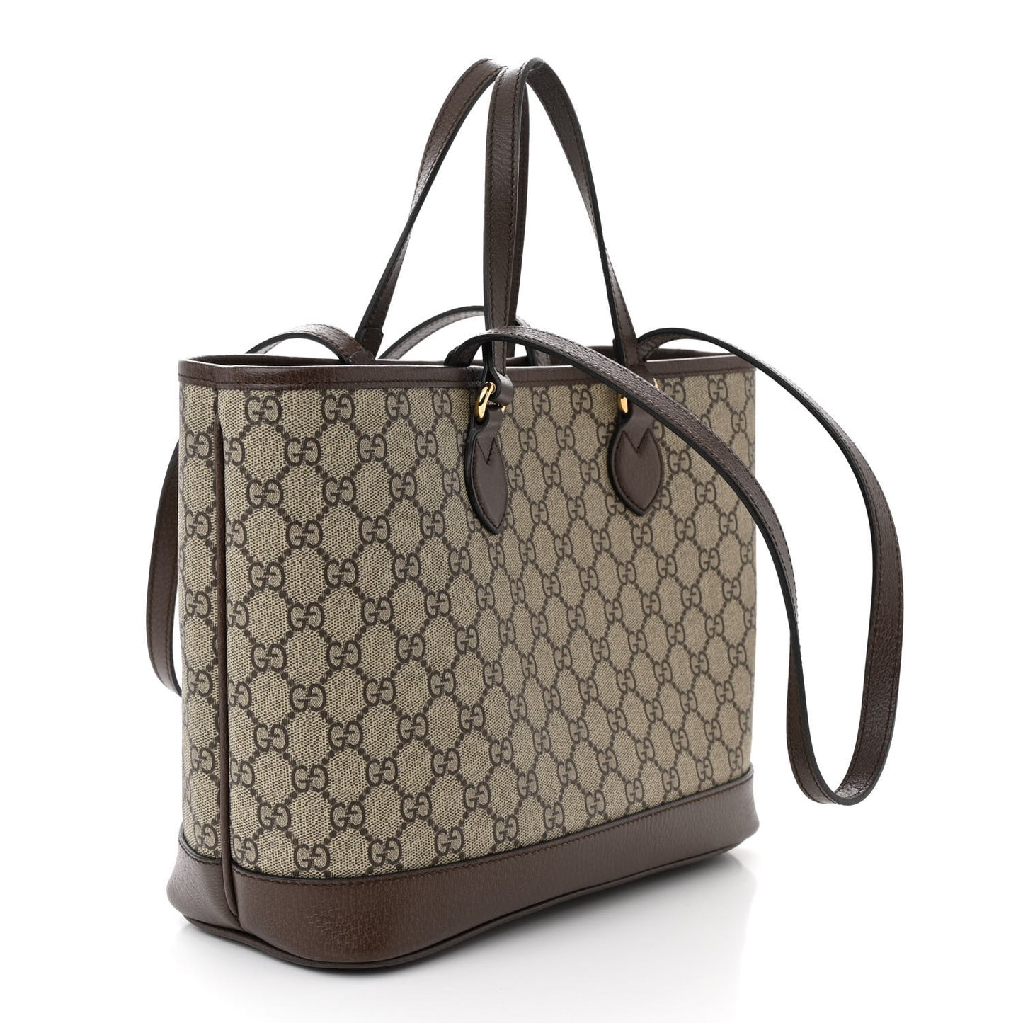 GG Supreme Monogram Textured Calfskin Small Ophidia Shoulder Tote Bag Beige Ebony New Acero