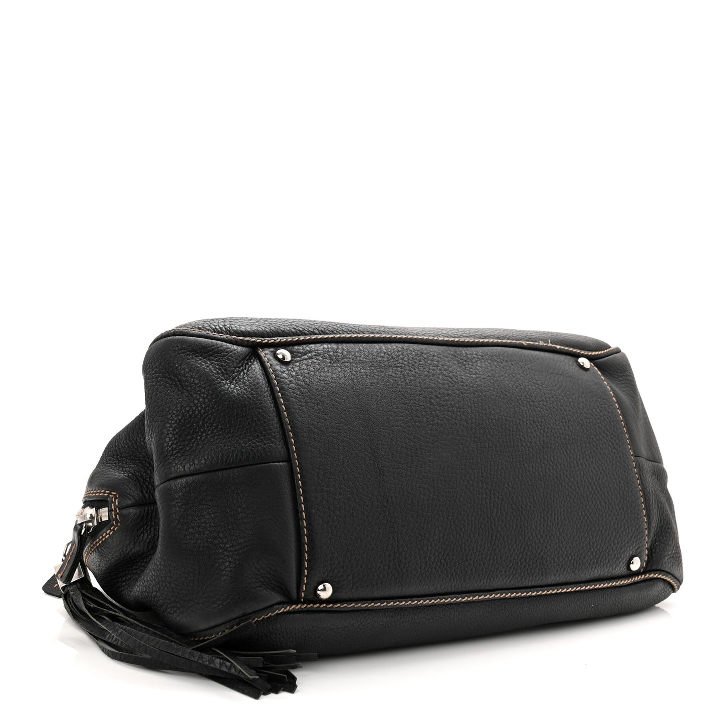 Calfskin Large Tassel Bowler Black