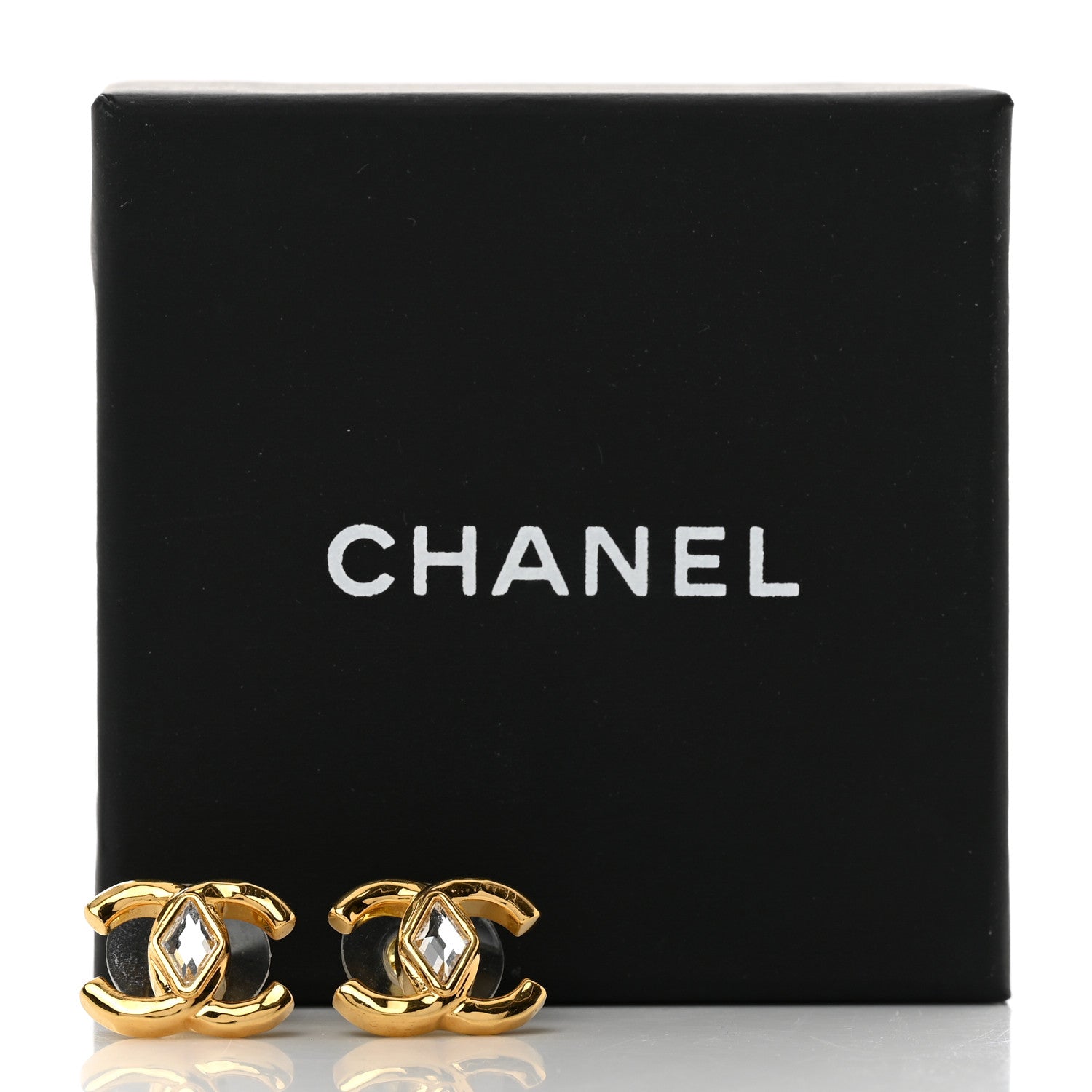 Chanel Metal Crystal CC Marquise Earrings Gold 5 of 5