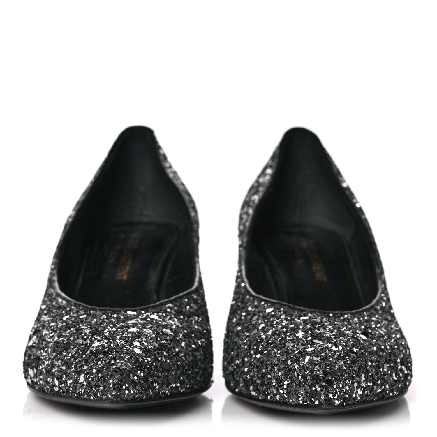 Saint Laurent Charlotte Glitter Point-toe Kitten-Heel Pumps 36 Black 2 of 9