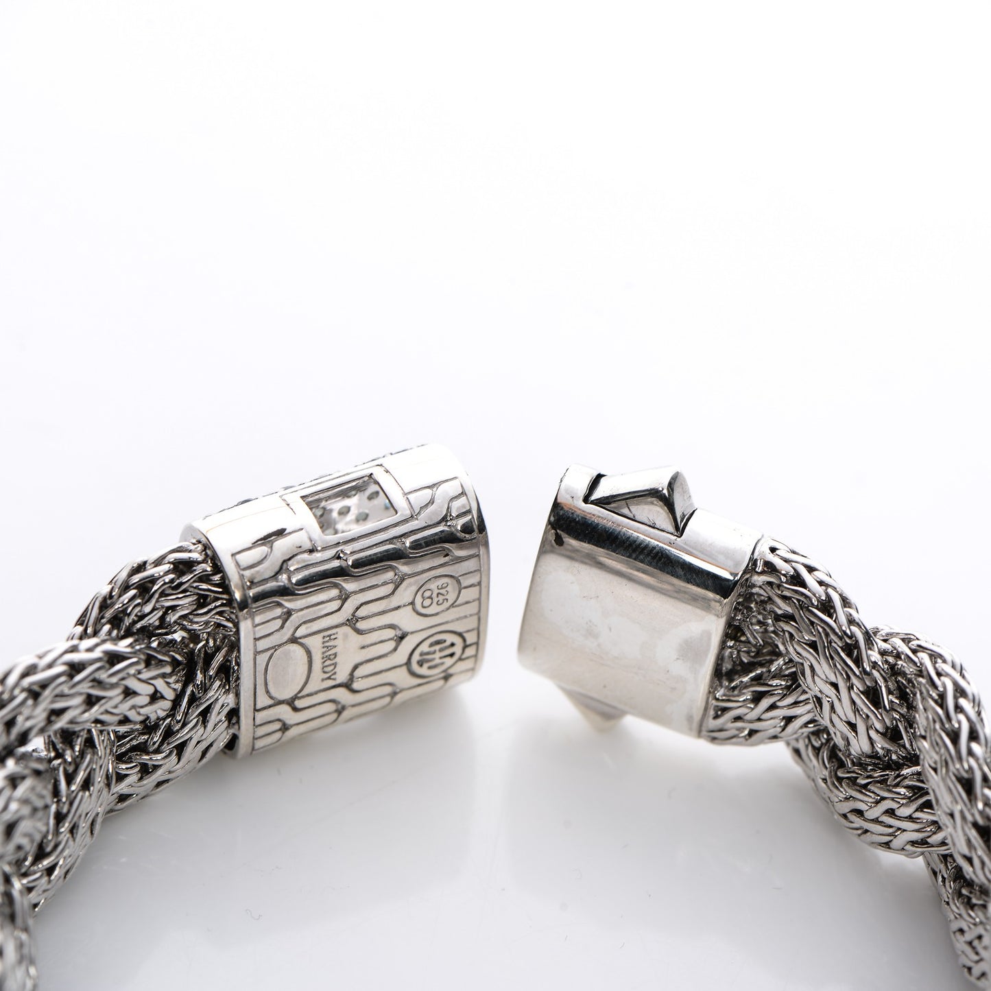 Sterling Silver Blue Topaz Braided Classic Chain Clasp Bracelet L
