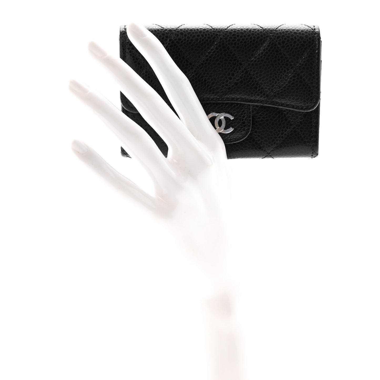 Caviar Quilted Flap Card Holder Black