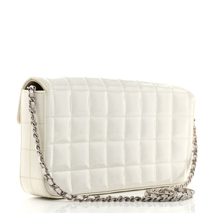 Chanel Patent Quilted East West Chocolate Bar Flap White 3 of 13