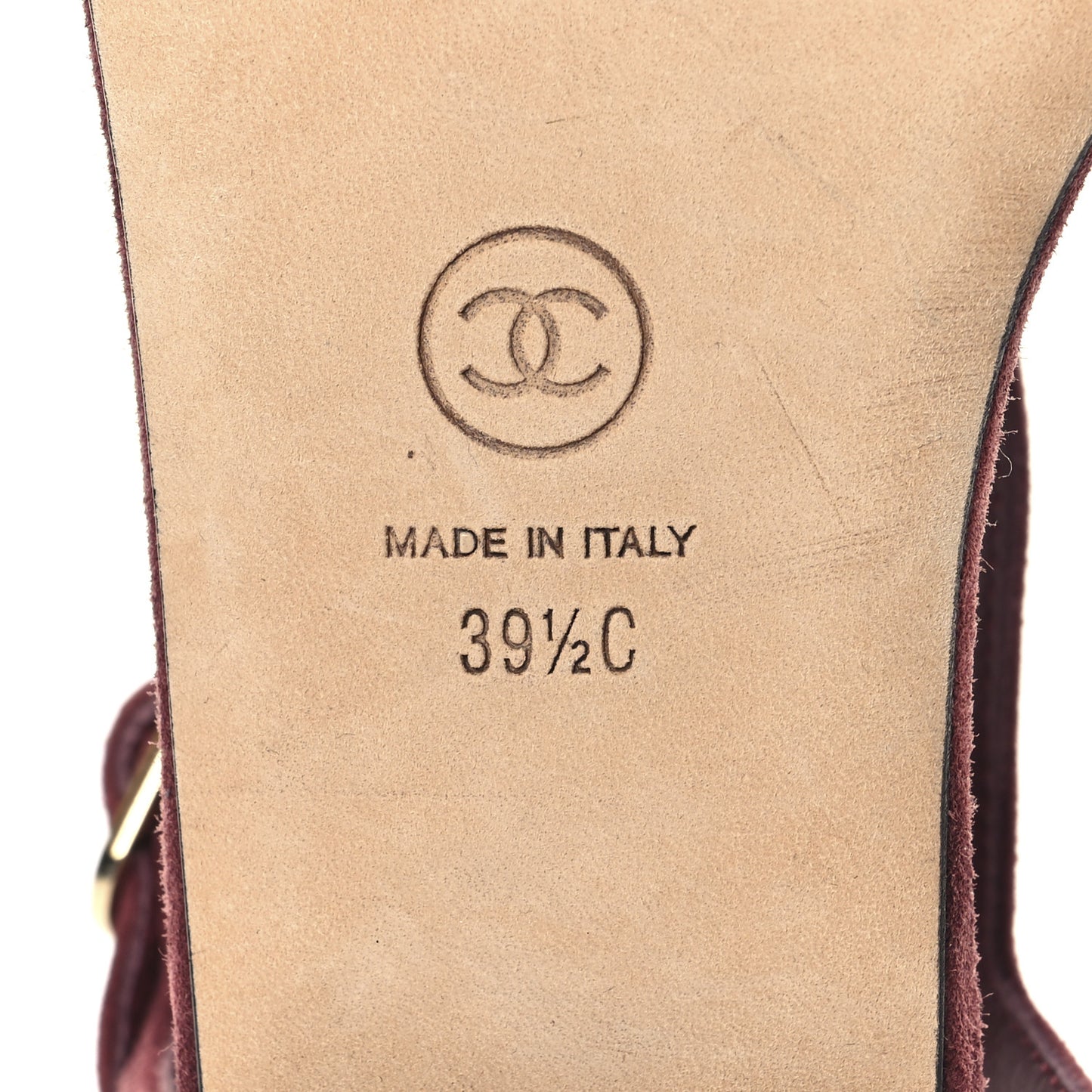 Suede Calfskin Camellia Thong Sandals 39.5 Burgundy