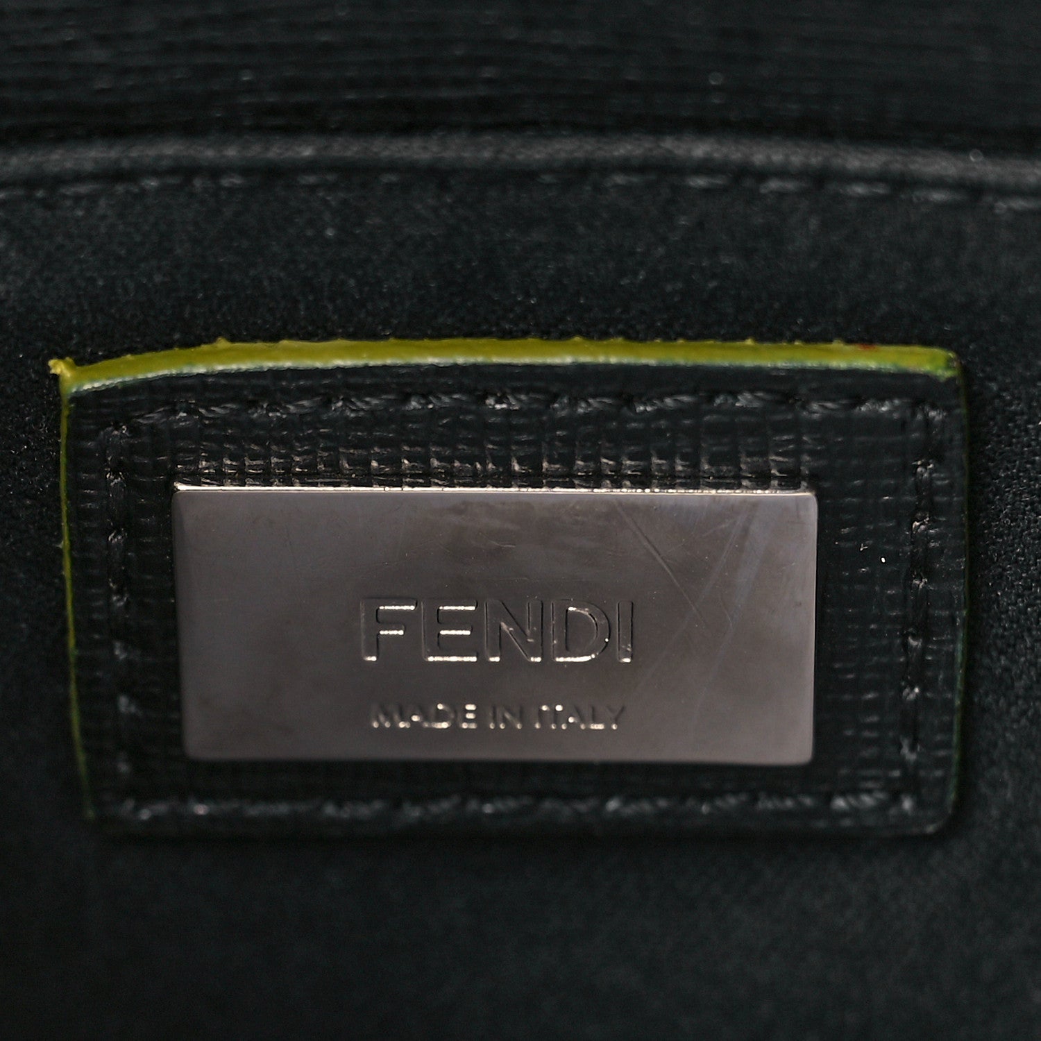 Fendi Vitello Elite Shearling Block Letter Petite 2Jours Tote Black 6 of 8