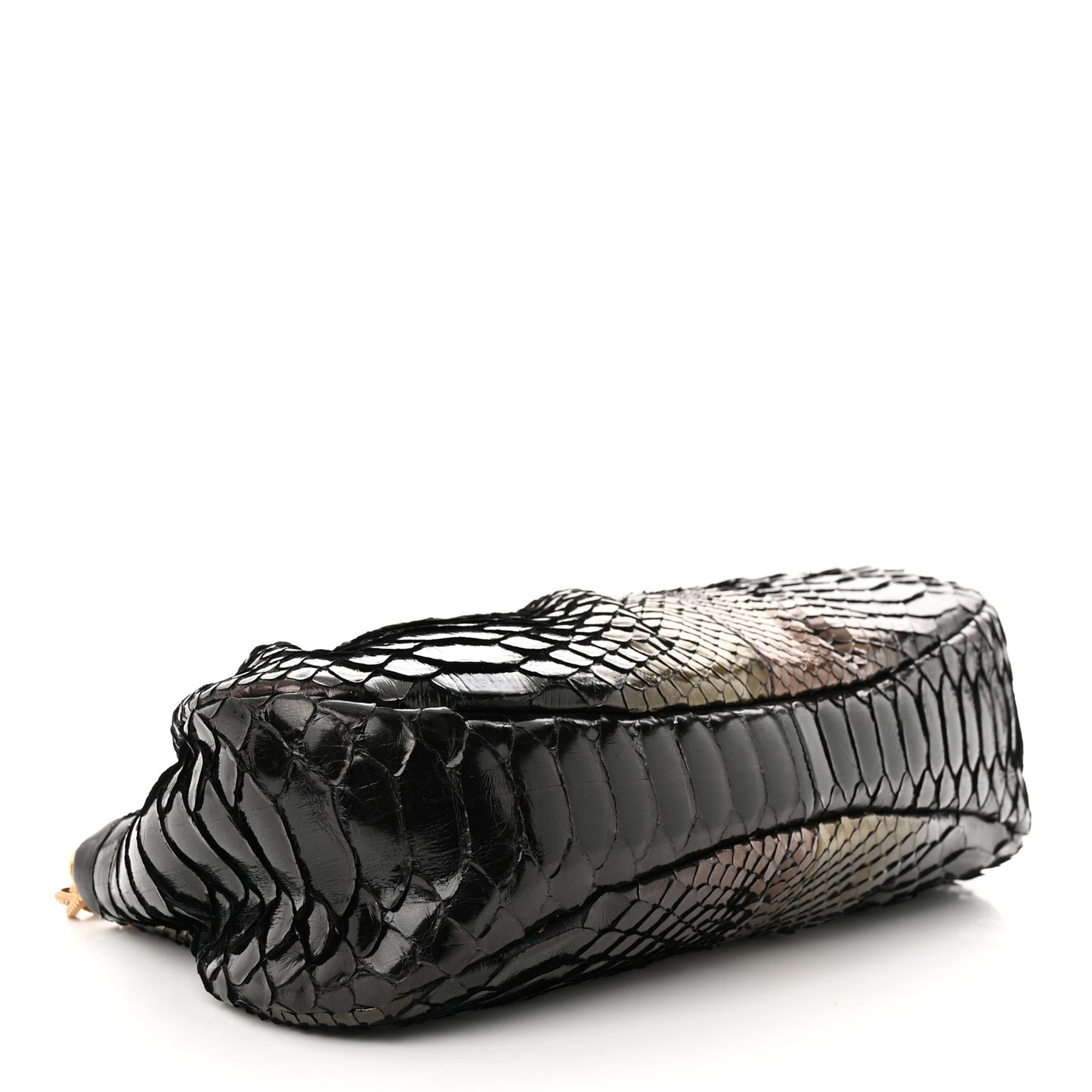 Metallic Snakeskin Clutch Black Multicolor