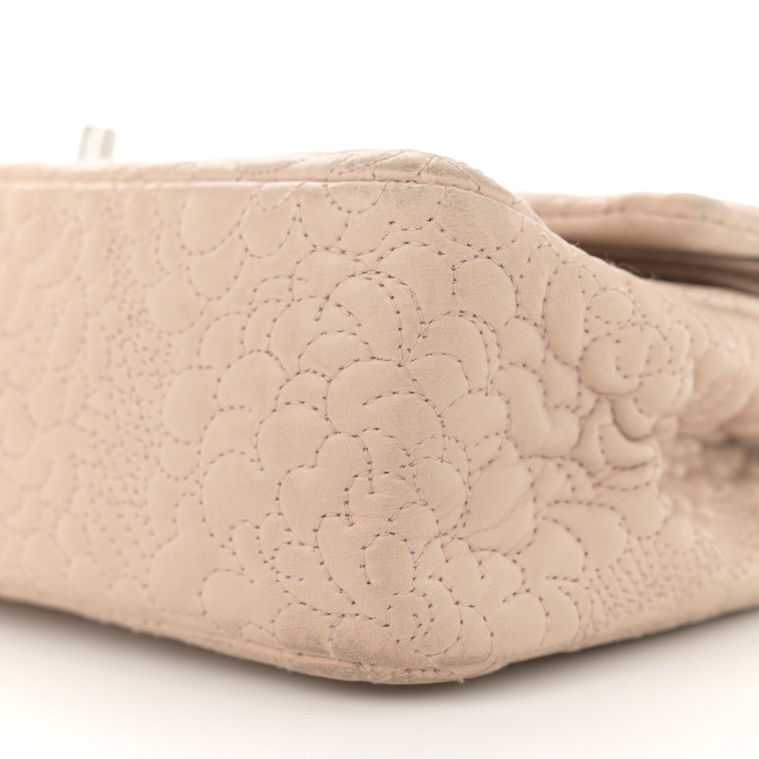 Chanel Lambskin Camellia Stitched Medium Double Flap Light Beige 10 of 16