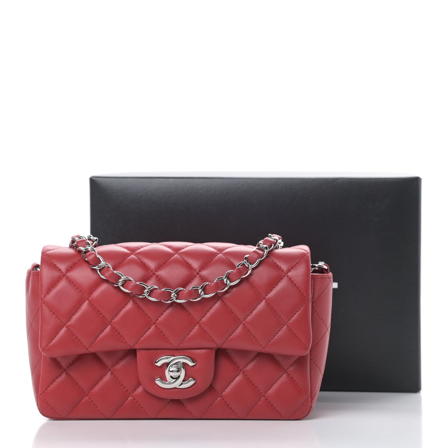 Chanel Lambskin Quilted Mini Rectangular Flap Red 12 of 12