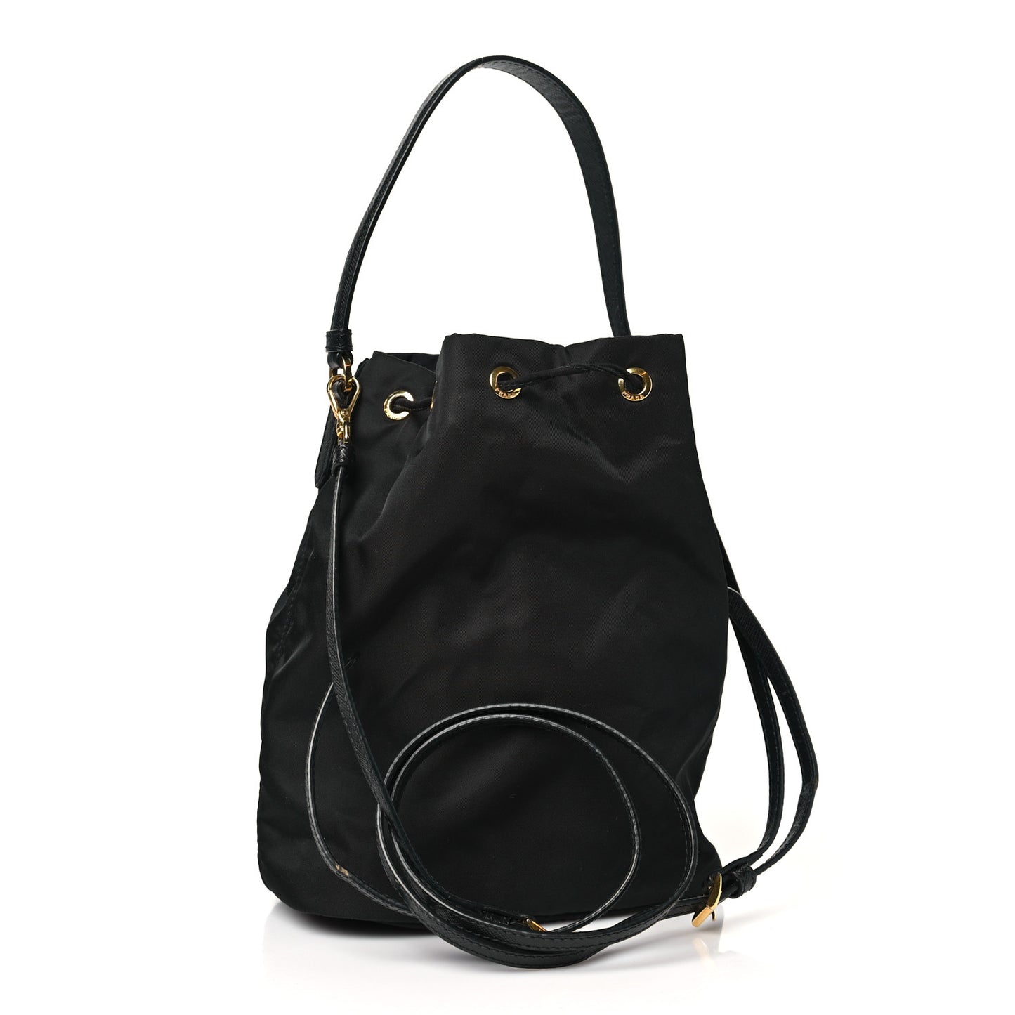 Re-Nylon Saffiano Duet Bucket Crossbody Bag Black