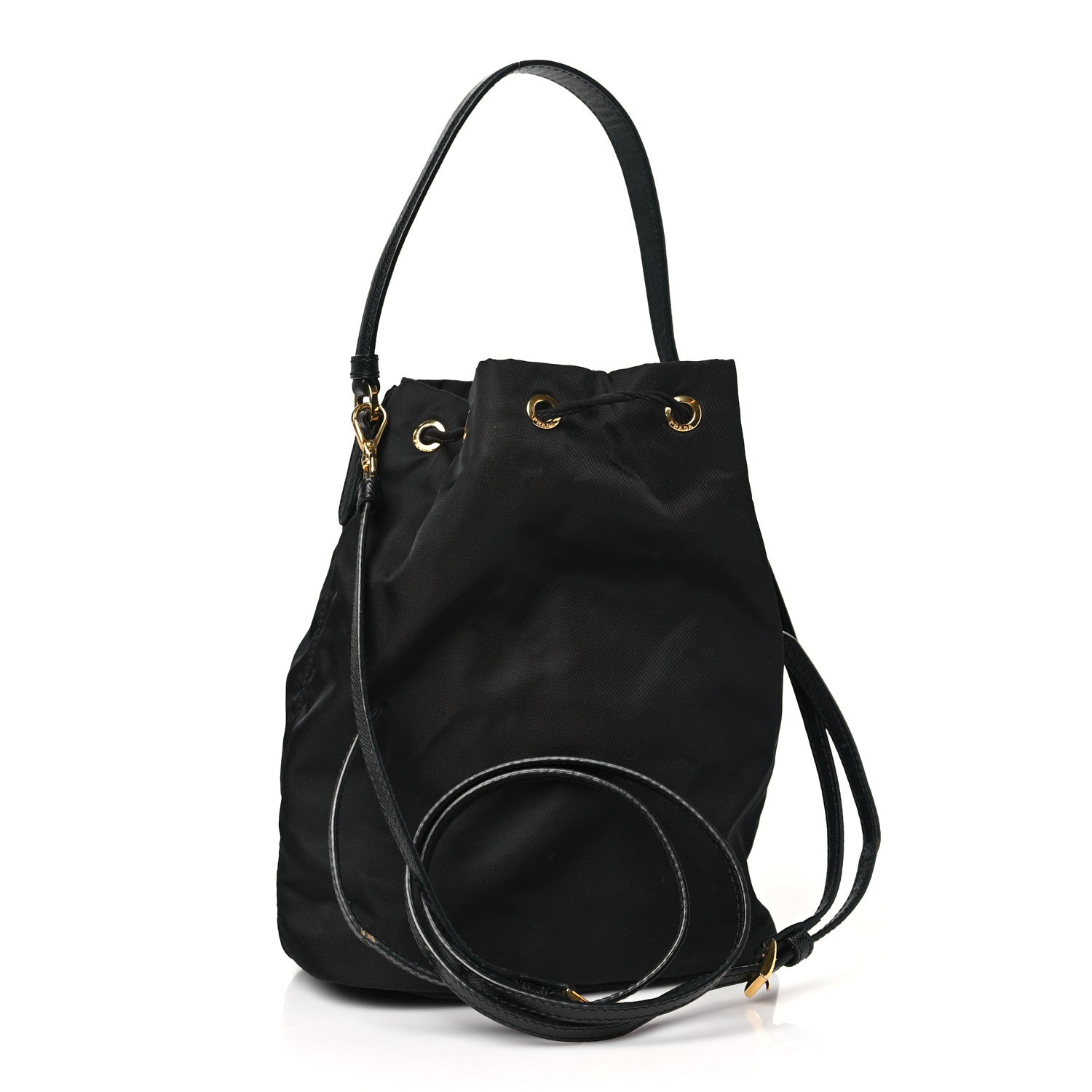 Prada Re-Nylon Saffiano Duet Bucket Crossbody Bag Black 3 of 10