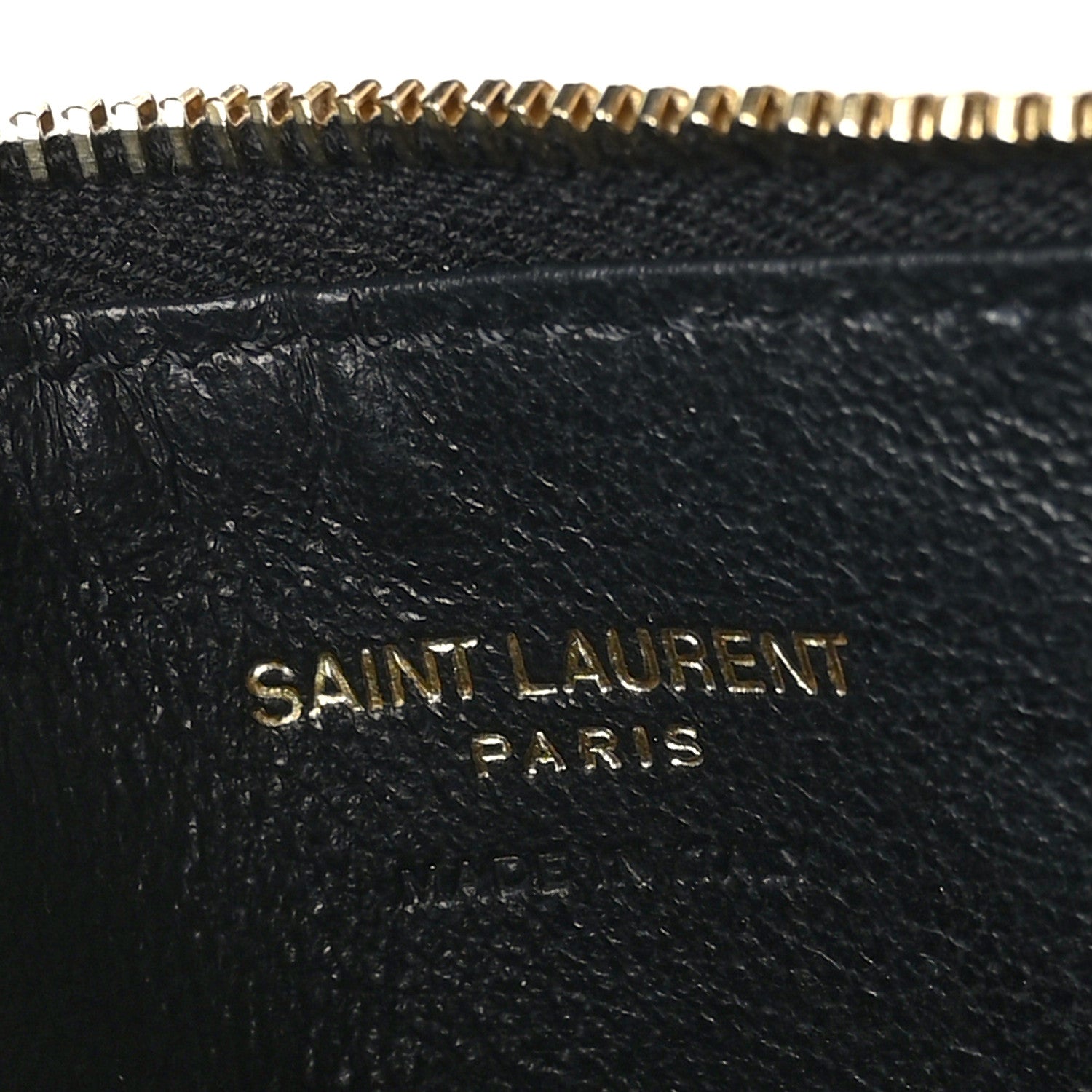 Saint Laurent Grain De Poudre Matelasse Chevron Monogram Fragments Zippered Card Case Black 6 of 7