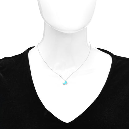 Van Cleef & Arpels 18K White Gold Turquoise Sweet Alhambra Butterfly Pendant Necklace 2 of 4