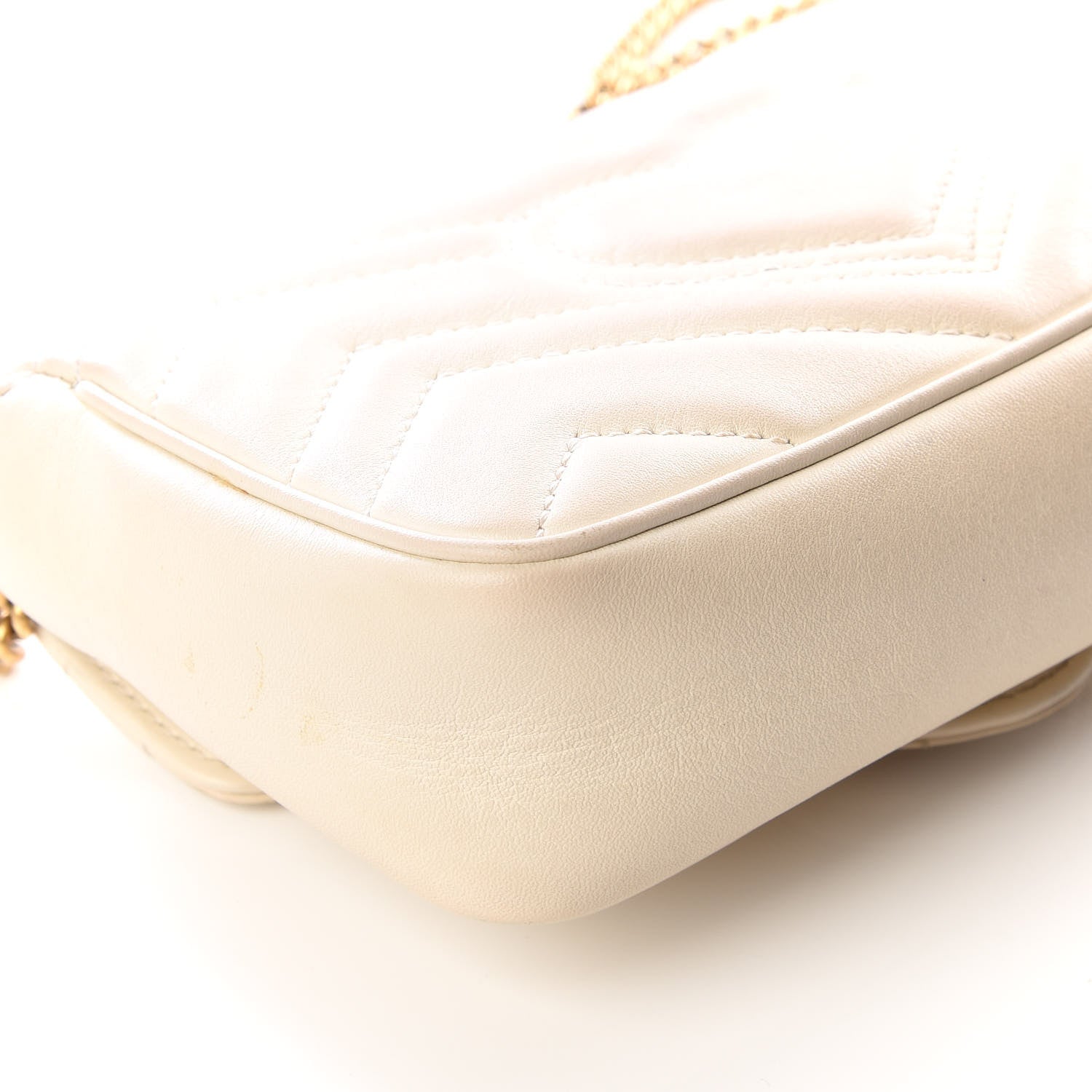 Gucci Calfskin Matelasse Super Mini GG Marmont Shoulder Bag White 7 of 14