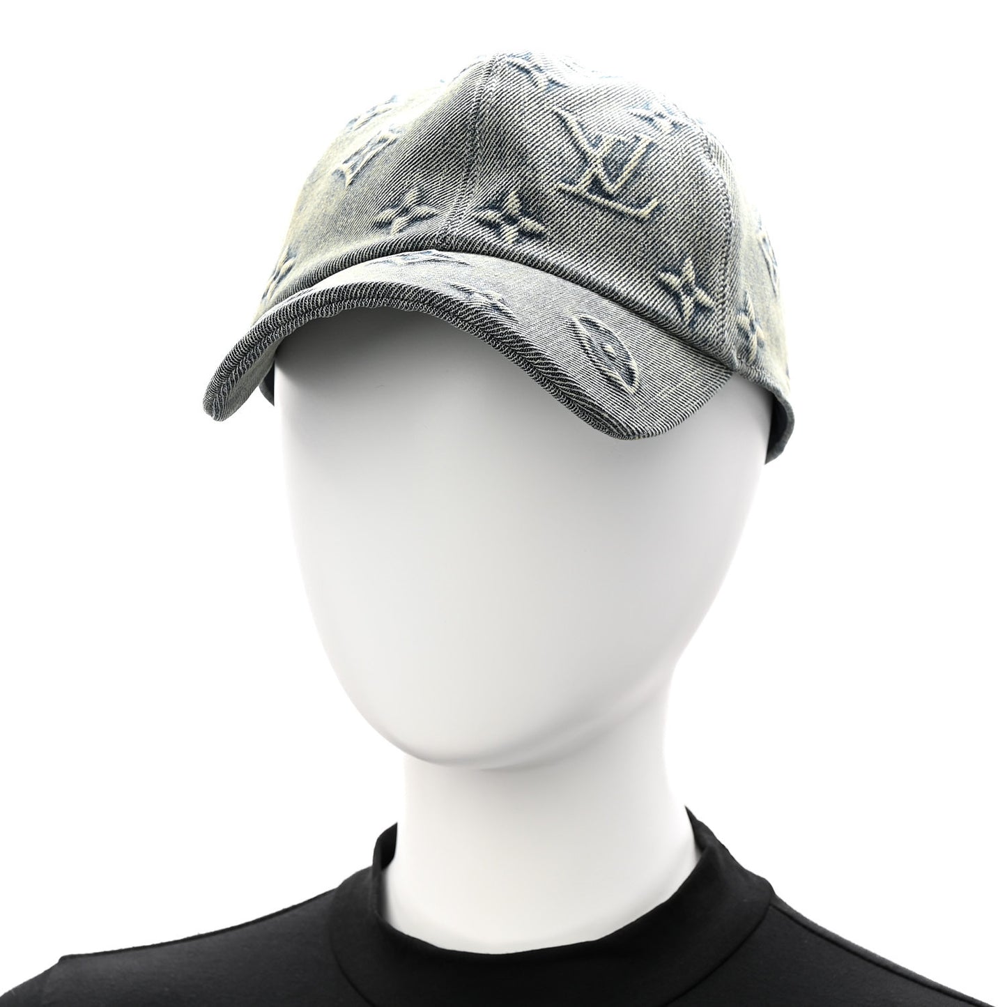 Monogram Washed Denim Cap L Blue