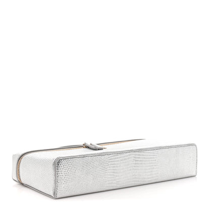 Chanel Lizard Embossed Calfskin Top Handle Slim Vanity With Chain Silvery 4 of 11