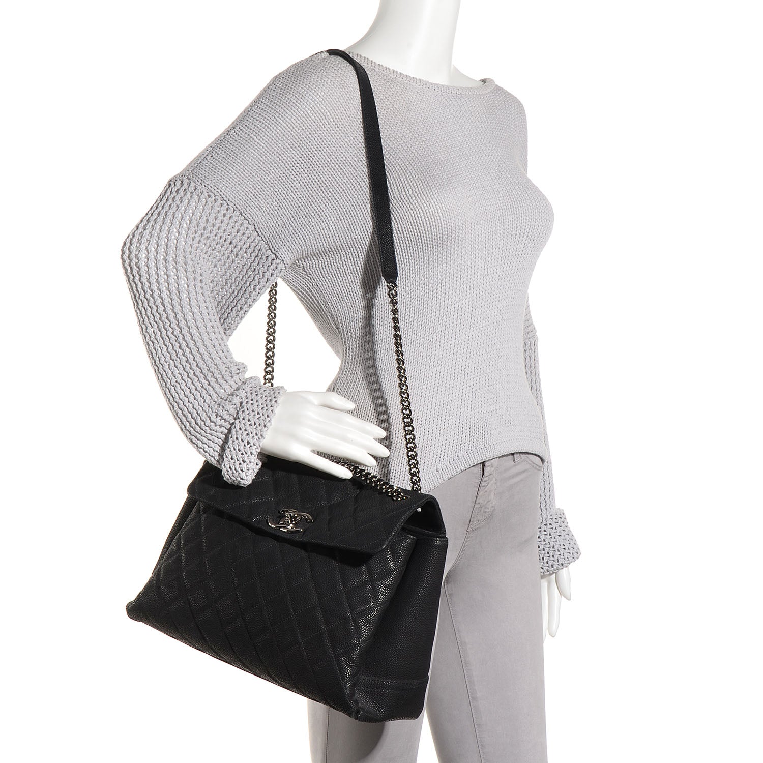 Chanel Iridescent Caviar Medium Lady Pearly Flap Black 2 of 8