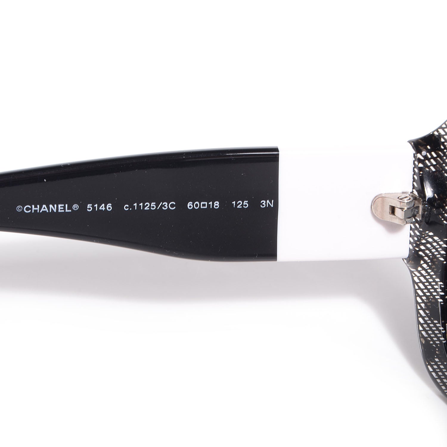 Chanel Acetate CC Lace Effect Sunglasses 5146 Black White 4 of 5