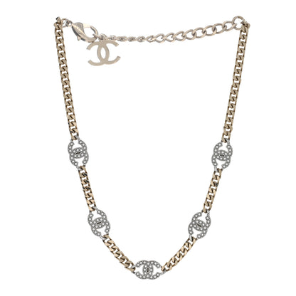 Chanel Crystal Chain CC Necklace Gold Silver 2 of 4