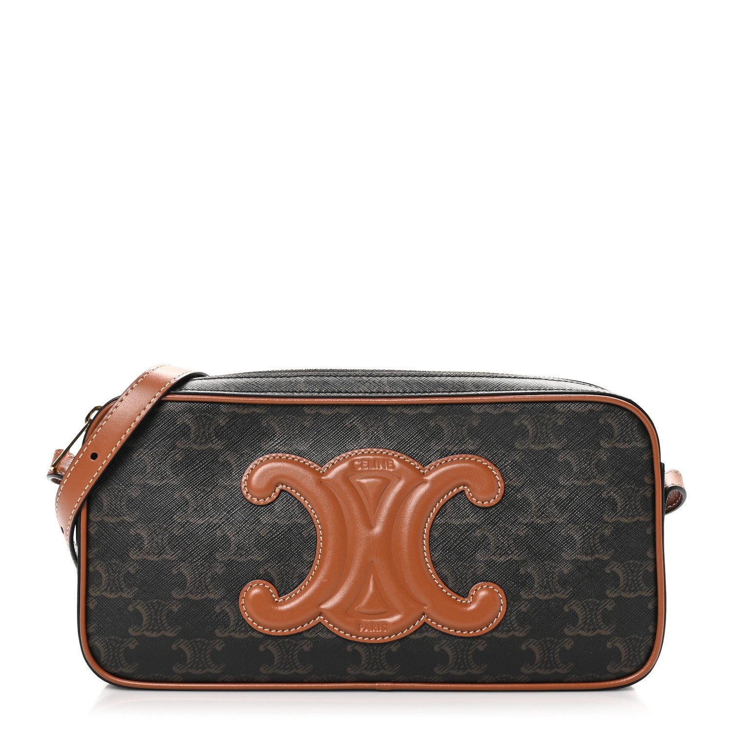 Celine Triomphe Canvas Mini Camera Shoulder Bag Tan 1 of 10