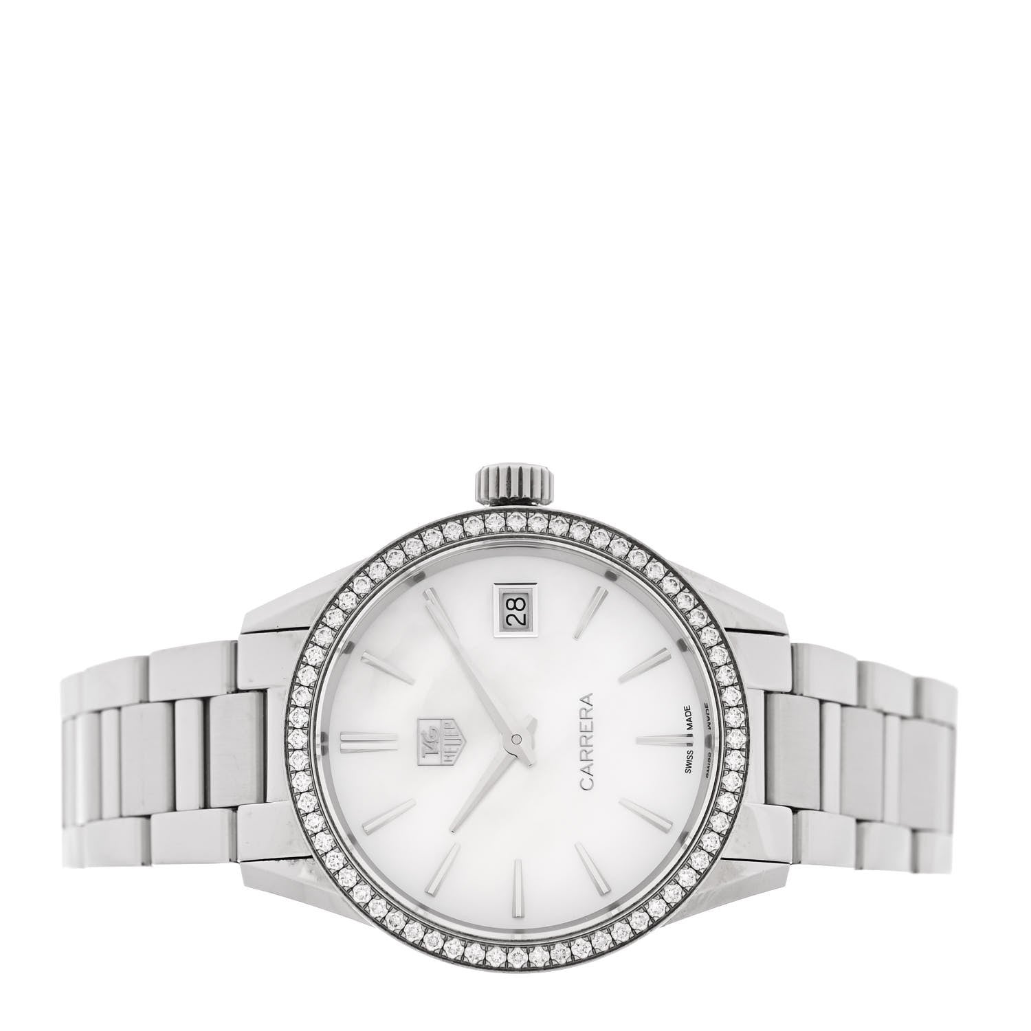 Tag Heuer Stainless Steel Diamond Bezel Mother of Pearl 32mm Carrera Lady Quartz Watch WAR1315-0 2 of 4