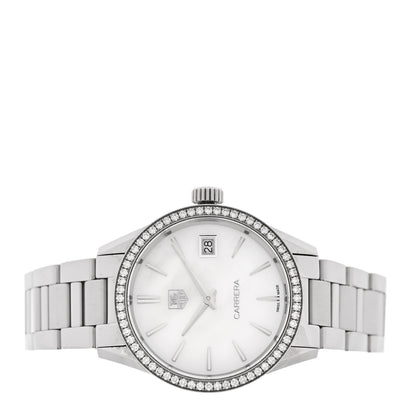 Tag Heuer Stainless Steel Diamond Bezel Mother of Pearl 32mm Carrera Lady Quartz Watch WAR1315-0 2 of 4