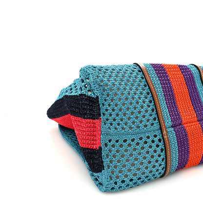 Gucci Raffia Web Woven Interlocking G Tote Blue Multicolor 9 of 10