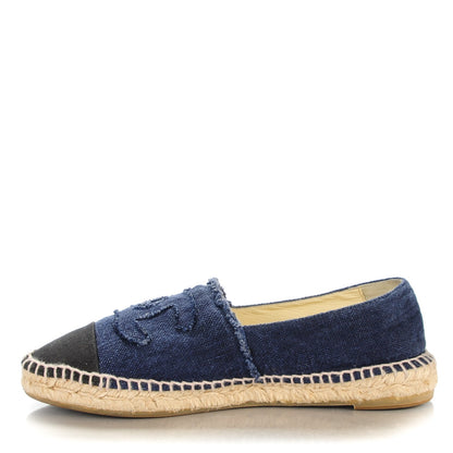 Chanel Denim Toile CC Espadrilles 41 Navy Black 1 of 7