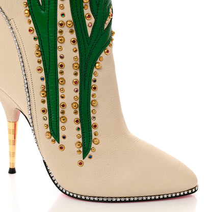 Gucci Calfskin Floral Crystal Embroidered Fosca Boots 36.5 Mystic White 10 of 12