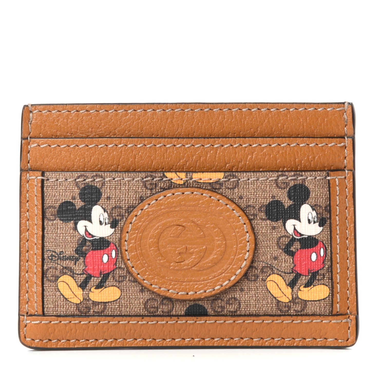 X DISNEY Mini Vintage GG Supreme Monogram Mickey Mouse Card Holder Beige Vintage Sun Oil