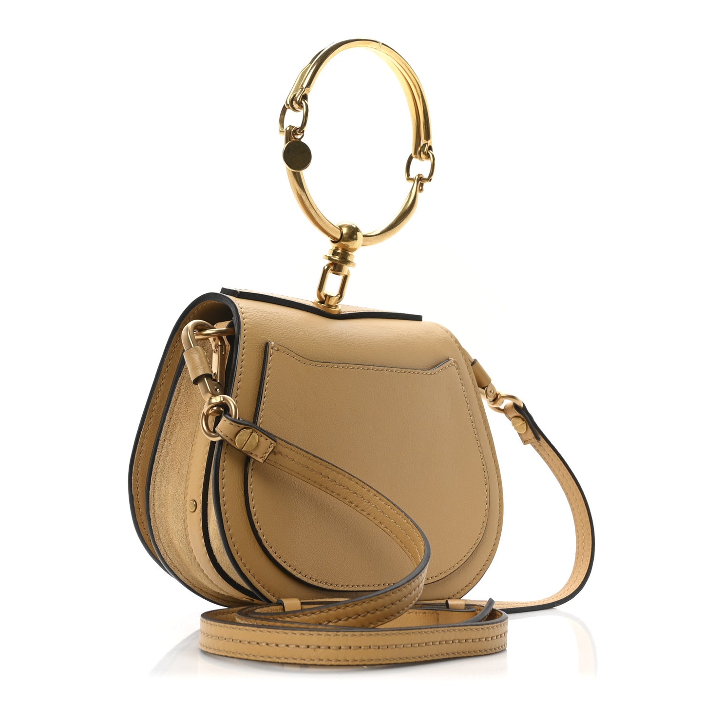 Calfskin Suede Nile Bracelet Bag Dusty Yellow
