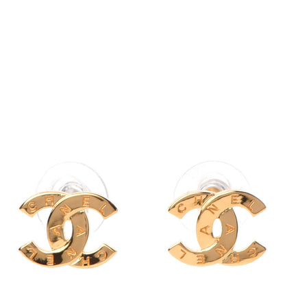 Chanel Metal CC Paris Button Stud Earrings Gold 1 of 5
