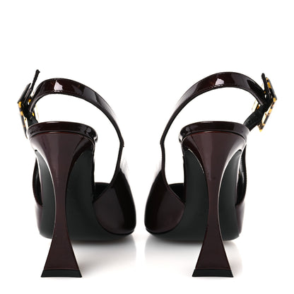 Saint Laurent Vernice Gloss Dune 110 Slingback Pumps 38 38 Marron Glace 6 of 11