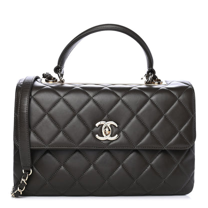 Chanel Lambskin Quilted Medium Trendy CC Flap Dual Handle Bag Dark Khaki 1 of 6