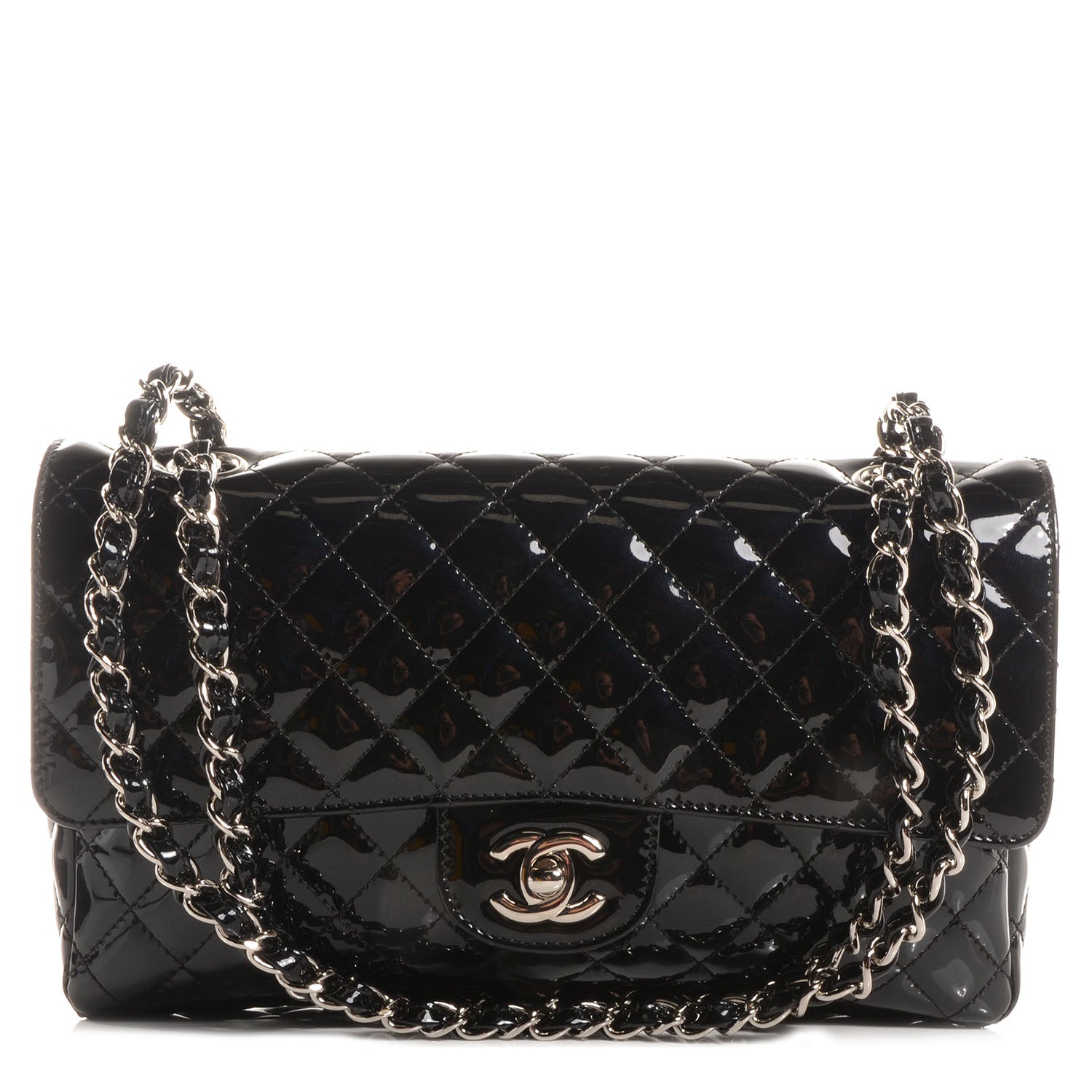 Chanel Patent Secret Label Medium Flap Black 1 of 8