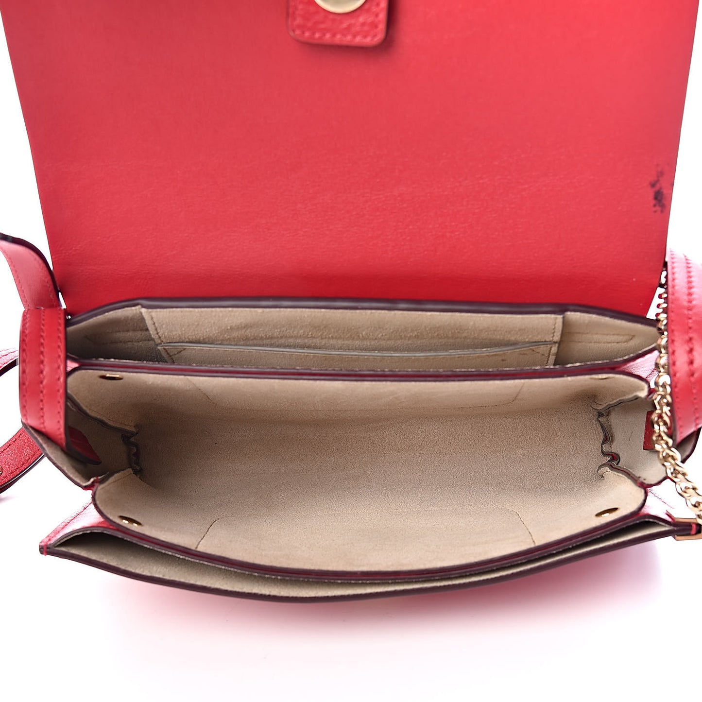 Suede Calfskin Small Faye Shoulder Bag Tulip Red