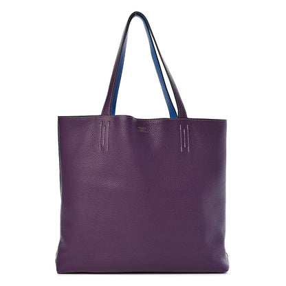 Hermes Taurillon Clemence Double Sens 45 Reversible Tote Bleu Zanzibar Ultraviolet 1 of 17