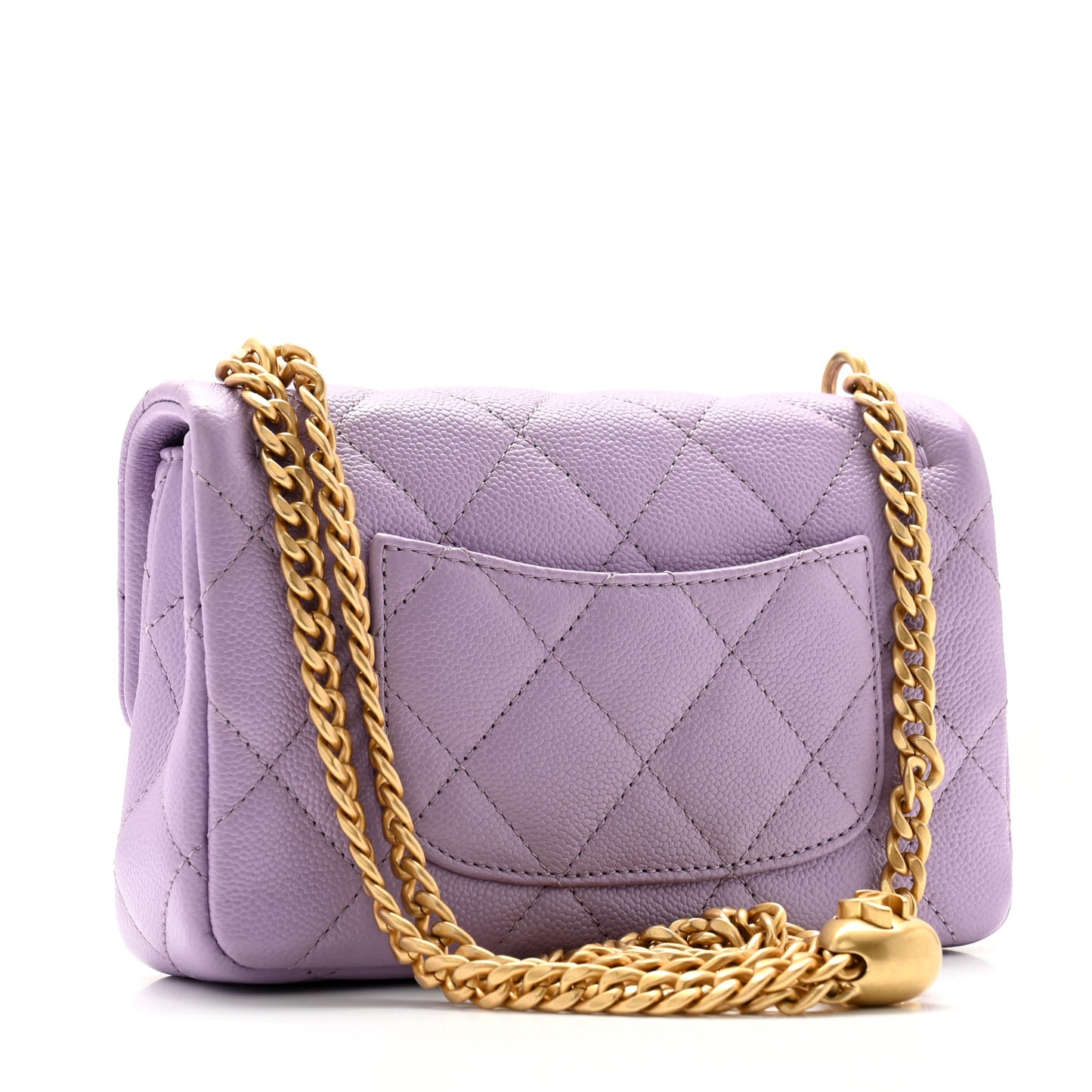 Caviar Quilted Mini Rectangular Sweetheart Flap Lilac