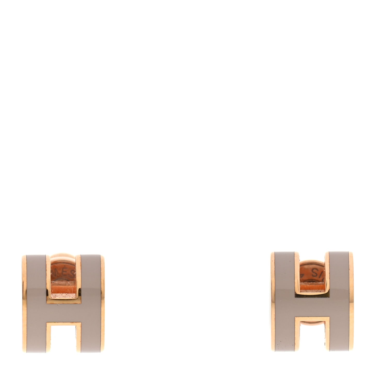 Rose Gold Lacquered Mini Pop H Earrings Marron Glace