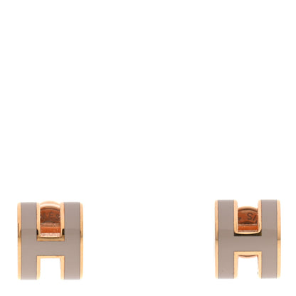 Hermes Rose Gold Lacquered Mini Pop H Earrings Marron Glace 1 of 6